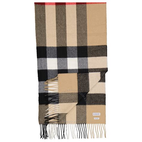 BURBERRY Cashmere Half Mega Check Fringe Scarf Dark 